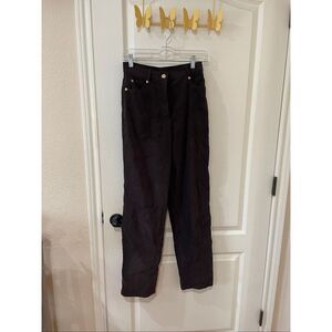 St. John Brown Faux Suede Pants Women’s Luxury Designer Straight Leg